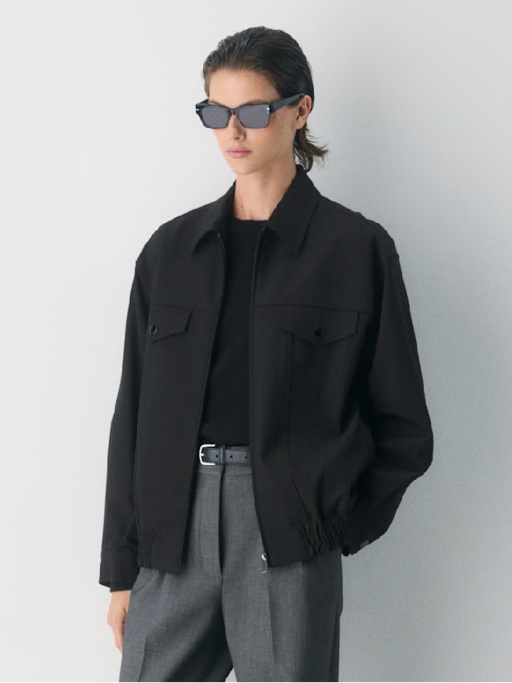 Babaton women’s Telegraph Black Lightweight Zip Bomber Jacket S